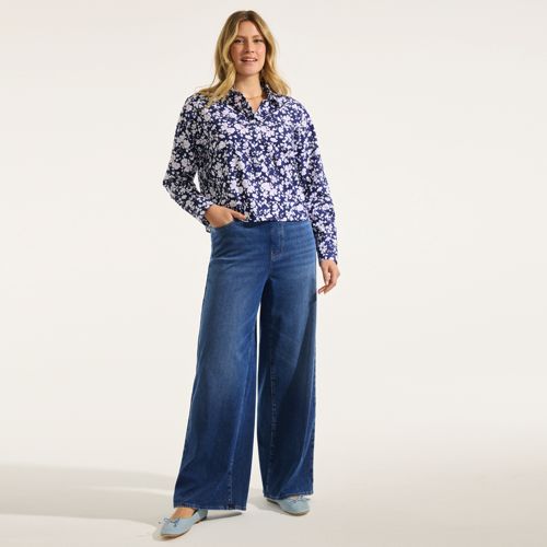 Damen Jeans Mit Weitem Bein - Dehnbarer Denim Für Lässigen Style